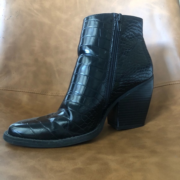Madden Girl Black Snakeskin Ankle Booties - Picture 2 of 4